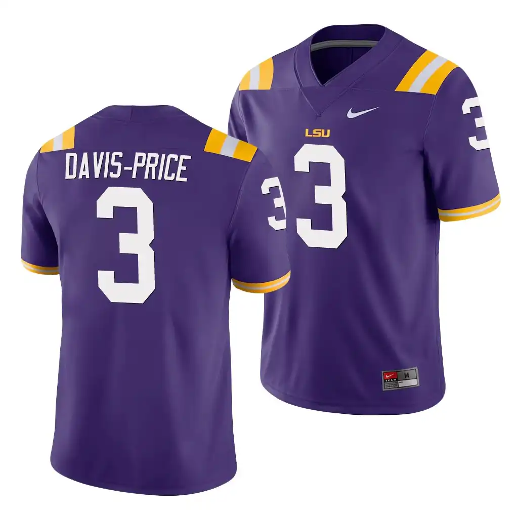 Men's LSU Tigers Tyrion Davis-Price #3 Game Purple NCAA Football Jersey